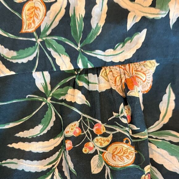 Sezane Chemise Chlo Dark Green Floral Blouse size 42/10 - Picture 12 of 12